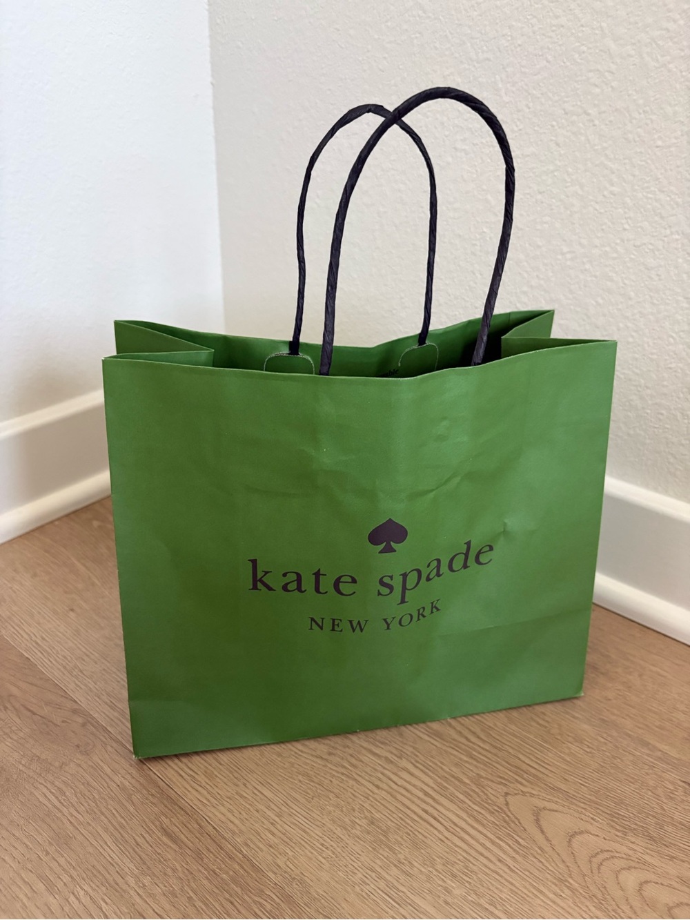 kate spade Green Paper Shopping Bag with Black Handles